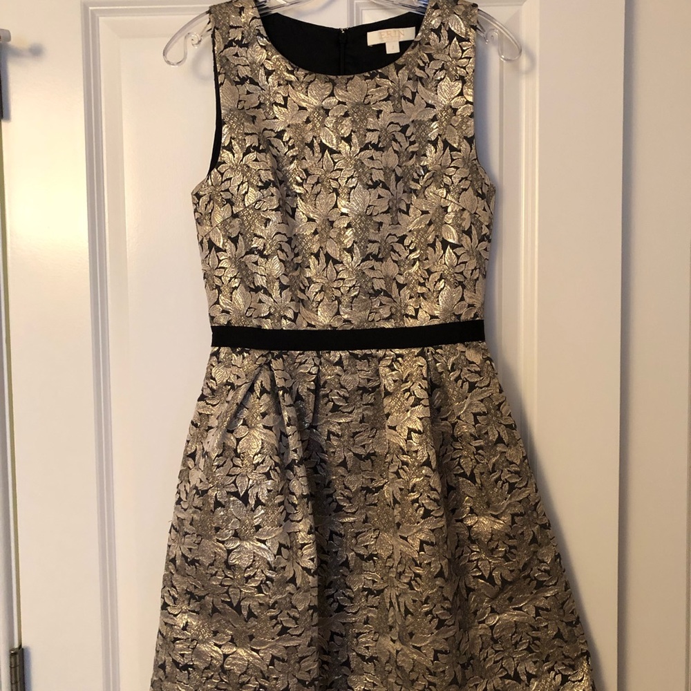 Erin Fetherston gold black brocade party dress.